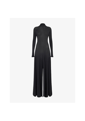 Womens Alaia Flare Long-Sleeve Woven Jumpsuit