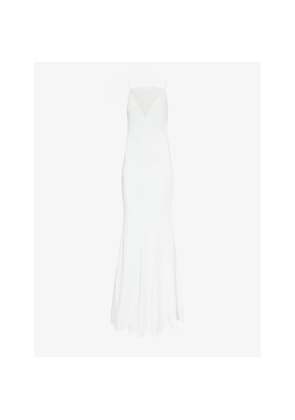 Womens Roland Mouret Square-Neck Lace-Panel Silk Maxi Dress