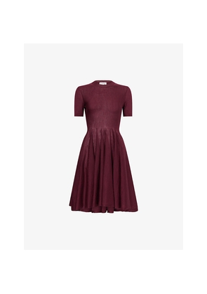 Womens Alaia Skater Flared Wool Mini Dress