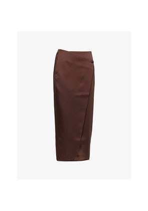Womens Remain Birger Christensen Bane Wrap Satin Midi Skirt