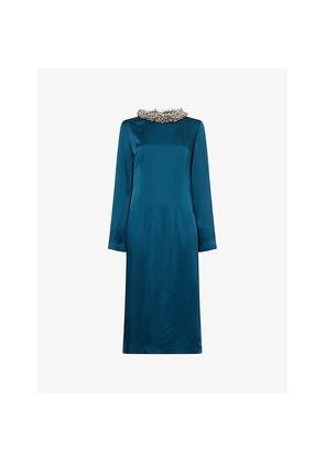 Womens Dries Van Noten Danora Crystal-Embellished Woven Midi Dress