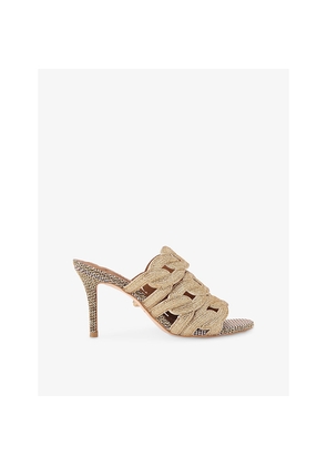 Womens Kurt Geiger London Crystal Chain Woven Heeled Mules