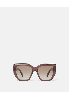 Stella McCartney - Chunky Square Cat-Eye Sunglasses, Woman, Glossy dark chocolate and gold