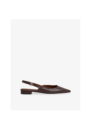 Womens Reiss Aubrey Lizard-Embossed Leather Slingback Flats