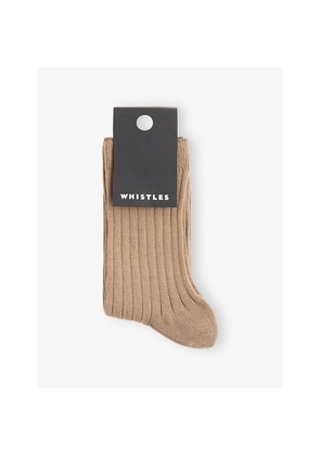 Womens Whistles Classic Ribbed Stretch-Cotton Socks
