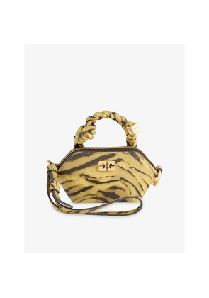 Womens Ganni Zebra Nano Bou Leather-Blend Handbag