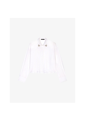 Womens Maje Cropped Jewel-Embellished Cotton Shirt