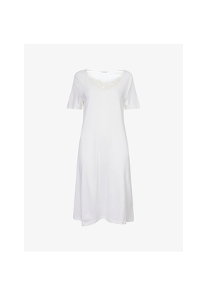 Womens Hanro Kalea Lace-Embroidery Cotton-Jersey Night Dress