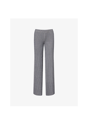Womens Stine Goya Flared-Leg Ribbed Knitted Trousers