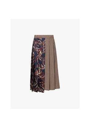 Womens Weekend Max Mara Fanale Contrast Pleat Wool-Blend Midi Skirt