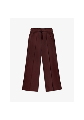 Womens Ro&Zo Wide-Leg High-Rise Cotton-Blend Jogging Bottoms