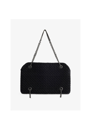 Womens Reselfridges Pre-Loved Bottega Veneta Grosgrain Intrecciato Duo Woven Shoulder Bag