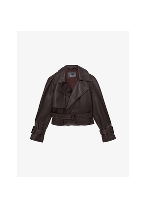 Womens Reiss Bodie Cropped Leather Jacket