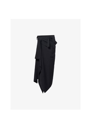 Womens Regulation Yohji Yamamoto Two-Way Suspender Wool Midi Skirt