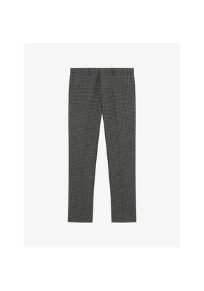 Mens The Kooples Houndstooth-Pattern Straight-Leg Wool Trousers