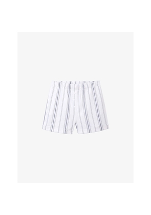 Womens The White Company Striped Straight-Leg Cotton Pyjama Shorts