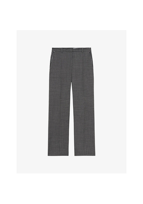 Womens The Kooples Checked Straight-Leg Wool Trousers