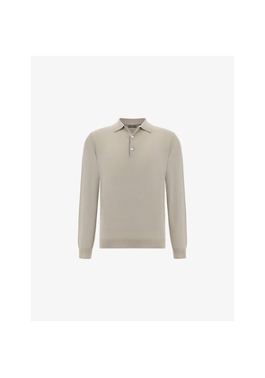 Mens Boggi Milano Long-Sleeve Knitted Merino-Wool Polo Shirt