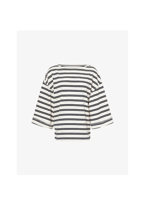 Womens Free People Striped Oversized Cotton-Jersey T-Shirt