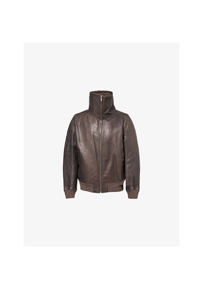 Mens Rick Owens Blixa Dracu-Collar Leather Jacket