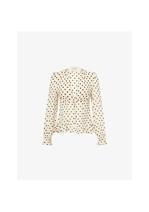 Womens Reformation x Nara Smith Polka-Dot V-Neck Woven Blouse