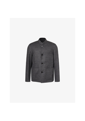 Mens Dunhill Stand-Collar Reversible Wool Driving Jacket