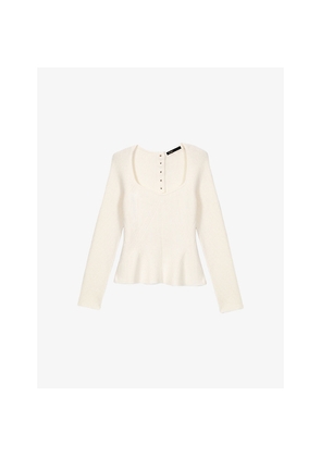 Womens Maje Peplum Square-Neck Stretch-Knit Jumper