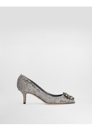 Dolce & Gabbana Pump In Taormina Lace With Crystals - Woman Pumps And Slingback Gray Lace 36