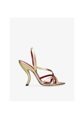 Womens Valentino Garavani Festishique 105 Metallic-Leather Heeled Slingback Sandals