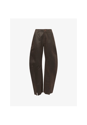 Womens Oude Waag Twist-Seam Straight-Leg Coated-Cotton Trousers