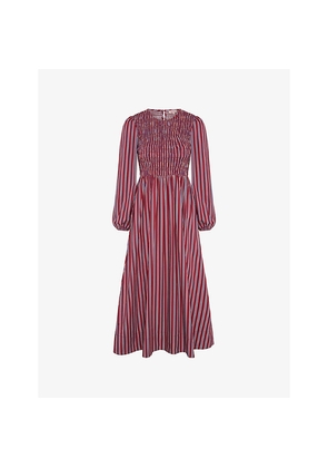 Womens Omnes Saint Striped Cotton Midi Dress