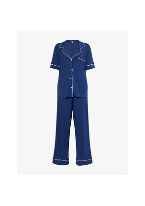 Womens Eberjey Gisele Contrast-Piping Stretch-Woven Pyjama Set