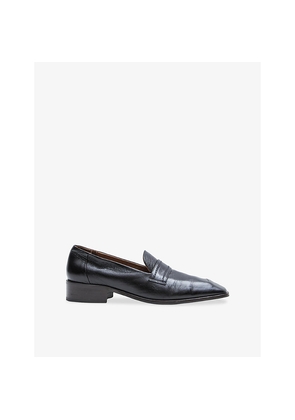Womens Joseph Square-Toe Leather Loafers