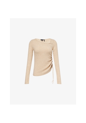 Womens Theory Asymmetric  Wool Cashmere Blend Top
