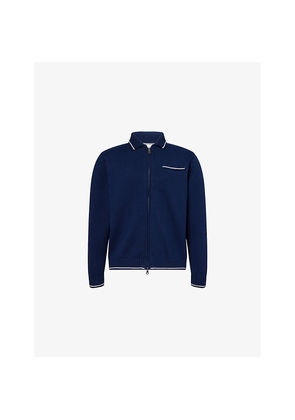 Mens Percival Garden Den Striped-Trim Knitted Cardigan