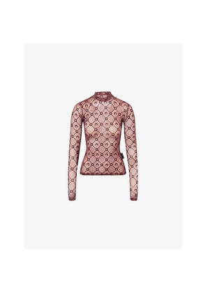 Womens Marine Serre Moon-Monogram Long-Sleeves Stretch-Woven