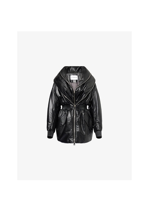 Womens Givenchy Padded Double-Shawl Collar Leather Jacket