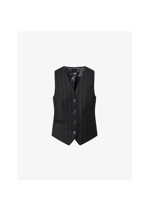 Womens Me And Em Metallic Pinstripe Woven Vest