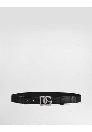 Dolce & Gabbana Belt With Dg Logo - Man Black Fabric M