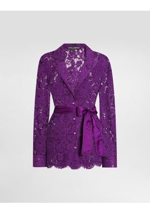 Dolce & Gabbana Floral Lace Vanity Shirt - Woman Shirts And Tops Purple 36