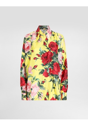 Dolce & Gabbana Oversize Bouquet-print Silk Twill Shirt - Woman Shirts And Tops Print 42