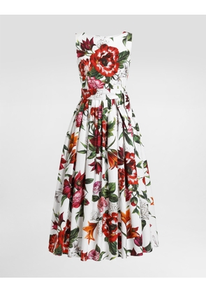 Dolce & Gabbana Flower-print Sleeveless Poplin Dress - Woman Dresses Print 44