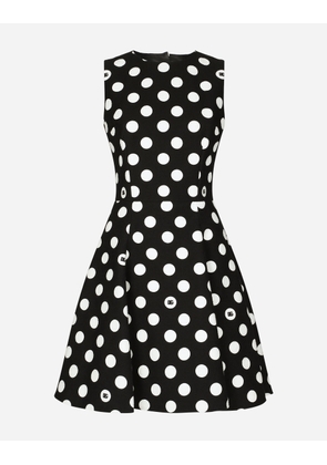 Dolce & Gabbana Short Cotton Rush-stitch Brocade Dress With Polka-dot Print - Woman Dresses Print 52