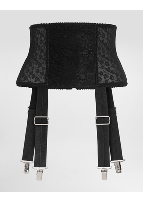 Dolce & Gabbana Stretch Marquisette Corset Belt With Garters - Woman Belts Black 36