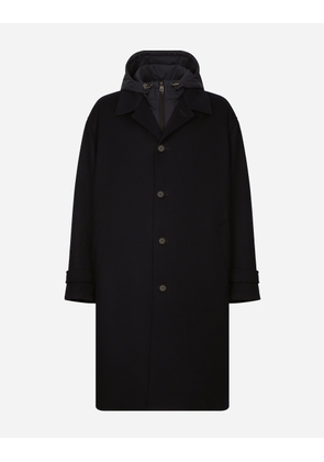 Dolce & Gabbana Cashmere Single-breasted Coat With Hood - Man Coats And Jackets Blue 48