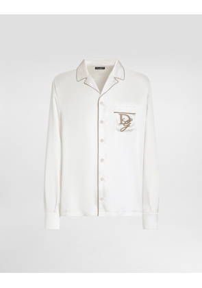 Dolce & Gabbana Silk Vanity Shirt With Logo Embroidery - Man Shirts White Silk 37