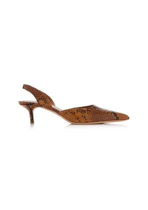 STAUD Sebastian Snake-Effect Leather Slingback Pumps - Moda Operandi