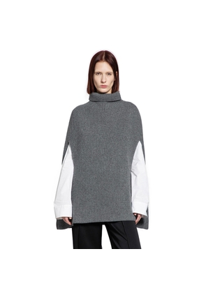 Midweight Wool High-Neck Cape