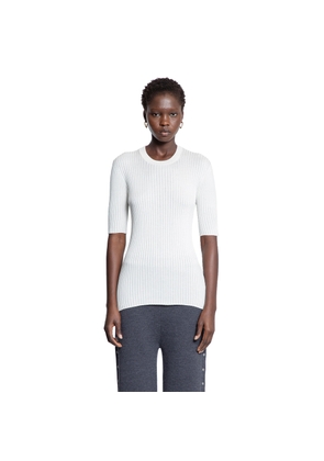 Silk Ribbed-Knit Top