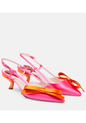 Roger Vivier Virgule bow-embellished satin slingback pumps